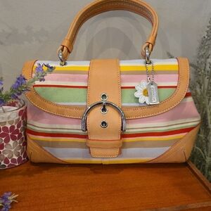 Coach Soho Hampton Striped Daisy Satchel
